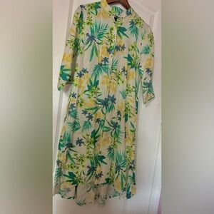 Vicci Italian Floral Green and Yellow Midi Dress Size 40